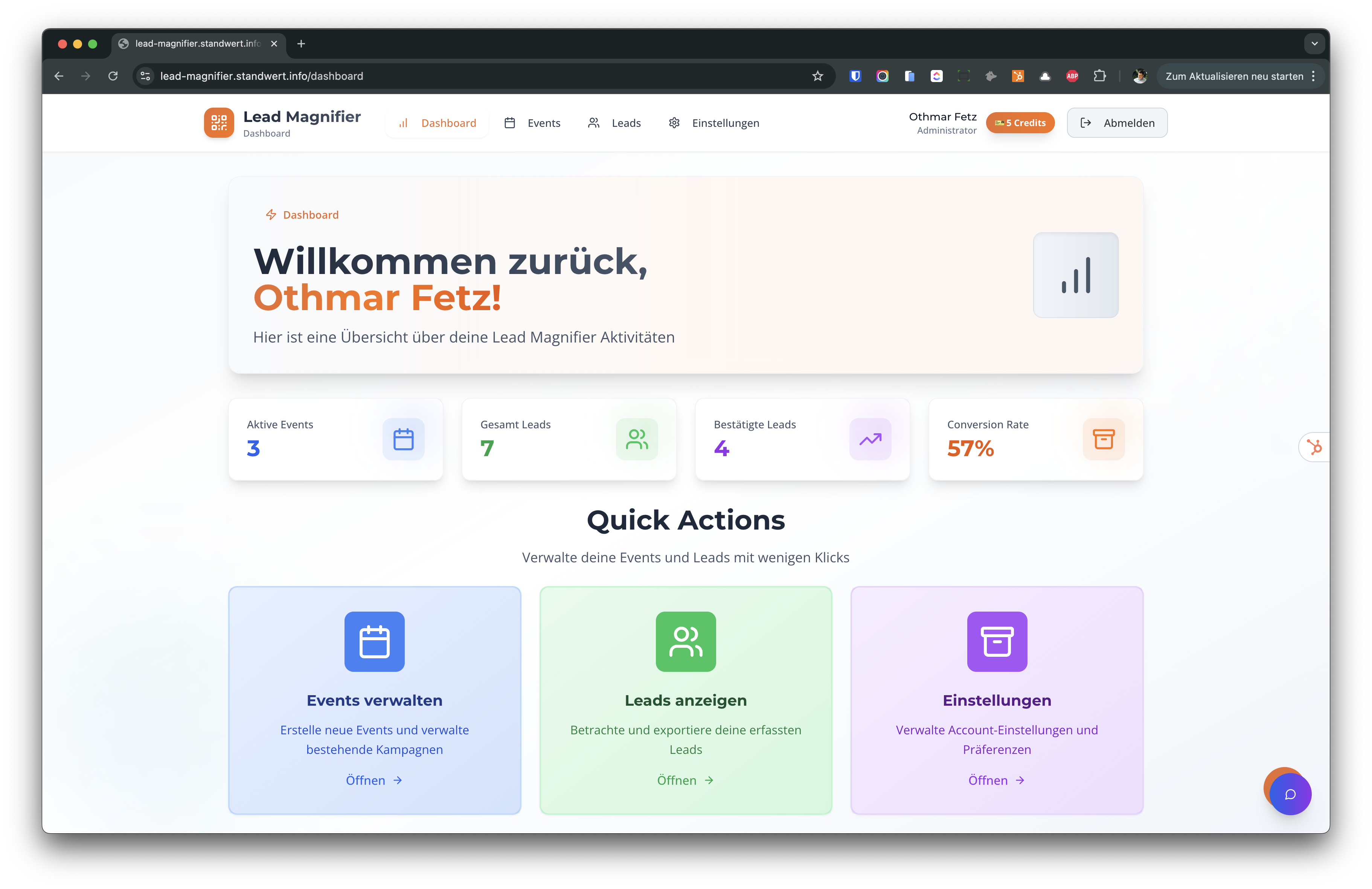 Dashboard Übersicht