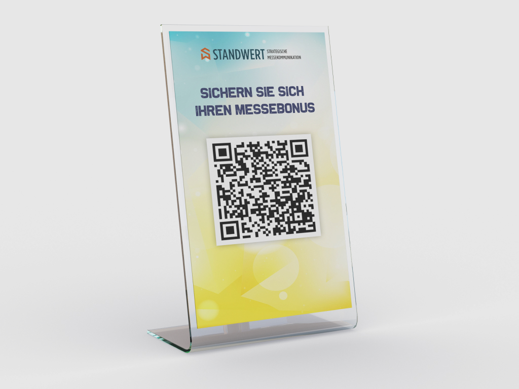 QR-Code Aufsteller am Messestand